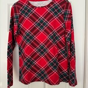 Talbots Red Plaid Cotton Long sleeve Tee Size M